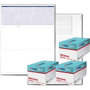 VersaCheck ValueChex - 5000 Blank Business Voucher Checks - Blue Classic - 5000 Sheets Form #1000 - Check on Top