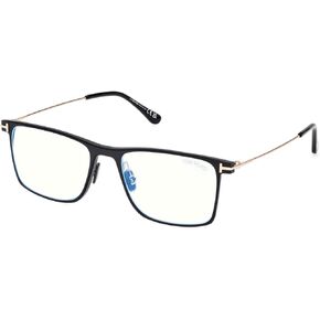 Tom Ford Eyeglasses FT 5865 -B 002 Matte Black, Shiny Rose Gold, t Logo/Blue