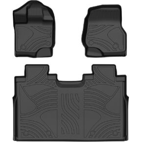 Floor Mats Fit for Ford for F150 2015-2024 for F150 Lightning 2022-2024 Black Deep Dish All-Weather Mats Heavy-Duty Waterproof Floor Liner for Cars - 3 Piece