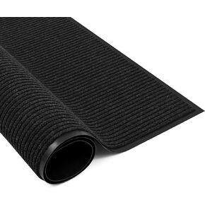Heavy Duty Large Door Mat, 31" x 47" Indoor Outdoor Rubber Rug, Low Profile Doormat, Non Slip Waterproof Rubber Back, Utility Rugs for Entryway Patio Porch Garage (Black)