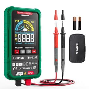 TSM-522S Digital Multimeter, TRMS 4000 Counts Voltage Tester, Voltmeter Measures AC/DC Voltage, NCV, Diode, Capacitance, Resistance, Continuity, Frequency & Live Wire for Household, DIY-Green