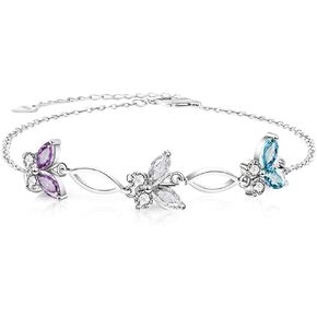 Butterflies Bracelet Sterling Silver Jewelry Adjustable and Charming Link Bracelet for Women Ideal Gift for Her