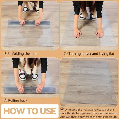 4 Pcs Clear Plastic Office Chair Mat Under Computer Desk for Hardwood Floor 45x28 Inch Rectangle Floor Rug for Rolling Chair Easy to Glide for Office Home Hard Wood and Title Floor Protector in Saudi Arabia