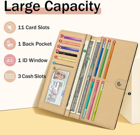 Womens Wallet, Black Bookshelf Slim Thin RFID Blocking Credit Card Wallets, Long Bifold PU Leather Card Holder Organizer, Cute Cash Clutch Billfold with Zipper Coin Pocket Ladies Girls Gift in Saudi Arabia