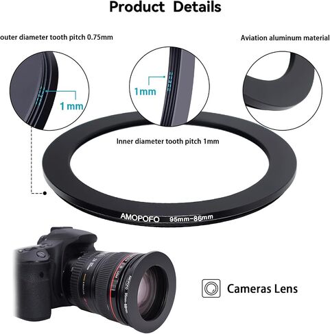 77mm Lens to 86mm Camera Filter Ring,Compatible with All 77mm Camera Lens & 86mm UV,ND,CPL Lens Hood Accessories,Made of CNC Machined Aluminum(77-86mm) in Saudi Arabia
