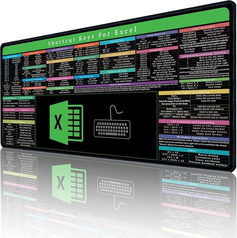 Excel Shortcuts Cheat Sheet,Keyboard Shortcut,Over 150 Excel Shortcut Keys,Non-Slip Desk mat pad,Large Excel Shortcut Mousepad(35.4x15.74 in). in Saudi Arabia