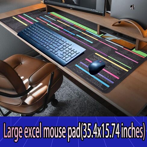 Excel Shortcuts Cheat Sheet,Keyboard Shortcut,Over 150 Excel Shortcut Keys,Non-Slip Desk mat pad,Large Excel Shortcut Mousepad(35.4x15.74 in). in Saudi Arabia