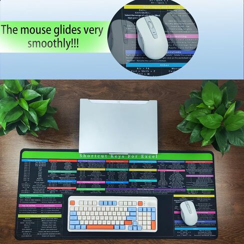 Excel Shortcuts Cheat Sheet,Keyboard Shortcut,Over 150 Excel Shortcut Keys,Non-Slip Desk mat pad,Large Excel Shortcut Mousepad(35.4x15.74 in). in Saudi Arabia