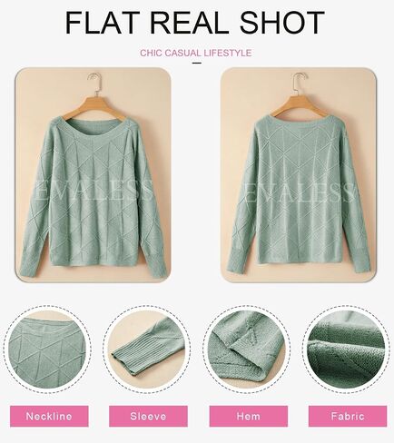 EVALESS Casual Crewneck Sweaters for Women Fall 2024 Lightweight Long Batwing Sleeve Pullover Sweaters Tops Knit Clothes in Saudi Arabia