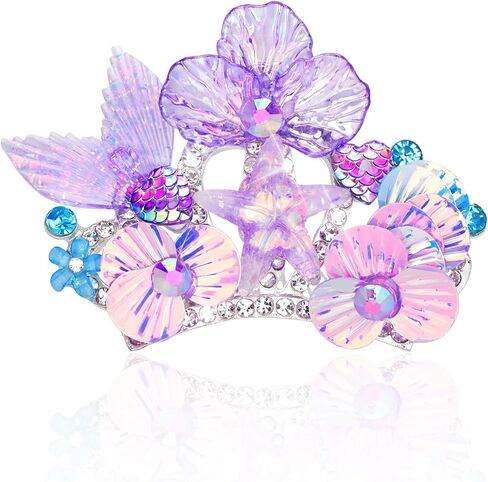 Purple Small Seashell Headband Cute Mini Starfish Hairband for Little Girls Princess Head Band with Hair Comb Birthday Decoration Starfish Seashell Mermaid Hair Accessories for Themed Party in Saudi Arabia