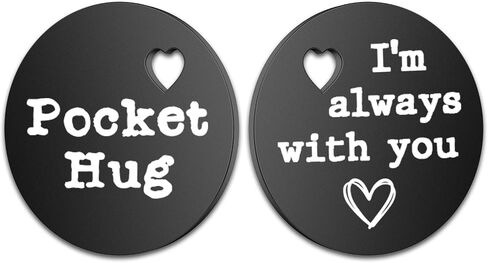 Pocket Hug Token Keepsake for Friends Family, Long Distance Relationship Love Gift, Stainless Steel Double-Sided Miss You, Back to School Gifts for Boy, Isolation Lockdown Quarantine in Saudi Arabia