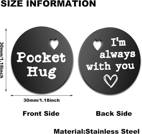 Pocket Hug Token Keepsake for Friends Family, Long Distance Relationship Love Gift, Stainless Steel Double-Sided Miss You, Back to School Gifts for Boy, Isolation Lockdown Quarantine in Saudi Arabia