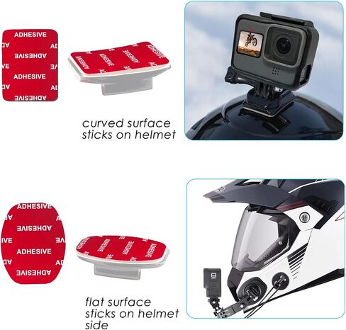 VIIMAKE 8 قطع 3M لاصقة لقاعدة خوذة GoPro المنحنية المسطحة، مجموعة استبدال الأشرطة اللاصقة مزدوجة الجانب لـ GoPro Hero 10، 9، 8، 7،6، كاميرا الحركة، Dashcams (وسادات تثبيت منحنية ومسطحة) in Kuwait