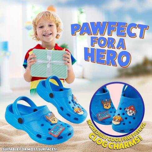 Paw Patrol Boys Clogs with Removable Rubber Charms - Boys Gifts (Blue, 12.5 US) in Saudi Arabia