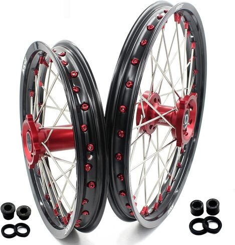 مجموعة إطارات عجلات الدراجة الترابية للأطفال 19/16 متوافقة مع HONDA CRF150R 2007-2024 المحور الأحمر/الحلمة in Kuwait