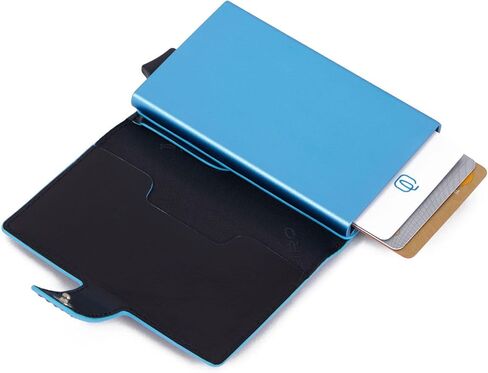 PIQUADRO Single Metal and Leather Credit Card Holder in Kuwait