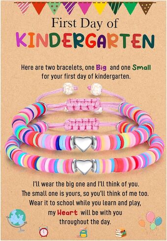 First Day of School Bracelet, Back to School Gifts Matching Heart Mommy and Me Bracelets for Mother Daughter Son Girls Boys in Saudi Arabia