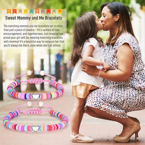 First Day of School Bracelet, Back to School Gifts Matching Heart Mommy and Me Bracelets for Mother Daughter Son Girls Boys in Saudi Arabia