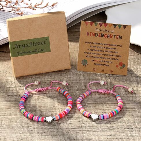 First Day of School Bracelet, Back to School Gifts Matching Heart Mommy and Me Bracelets for Mother Daughter Son Girls Boys in Saudi Arabia