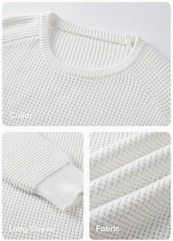 JMIERR Men's Crewneck Pullover Sweater Waffle Textured Knitted Sweaters Casual Loose Fit Sweaters with Ribbing Edge in Saudi Arabia