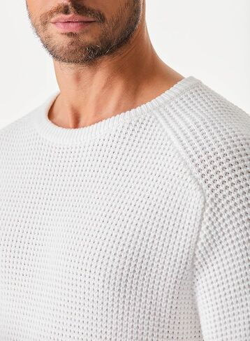 JMIERR Men's Crewneck Pullover Sweater Waffle Textured Knitted Sweaters Casual Loose Fit Sweaters with Ribbing Edge in Saudi Arabia