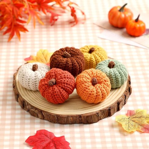 مجموعة قرع صغيرة متماسكة مكونة من 6 قرع زخرفي للخريف لطاولة صينية متدرجة ورف حشو ورف خريف لموسم الخريف وديكور هدية عيد الشكر in Kuwait