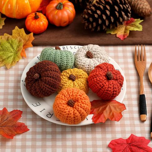 مجموعة قرع صغيرة متماسكة مكونة من 6 قرع زخرفي للخريف لطاولة صينية متدرجة ورف حشو ورف خريف لموسم الخريف وديكور هدية عيد الشكر in Kuwait