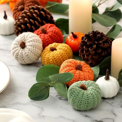 مجموعة قرع صغيرة متماسكة مكونة من 6 قرع زخرفي للخريف لطاولة صينية متدرجة ورف حشو ورف خريف لموسم الخريف وديكور هدية عيد الشكر in Kuwait