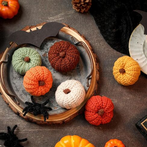 مجموعة قرع صغيرة متماسكة مكونة من 6 قرع زخرفي للخريف لطاولة صينية متدرجة ورف حشو ورف خريف لموسم الخريف وديكور هدية عيد الشكر in Kuwait