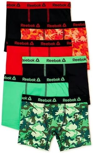 Reebok 6-Pack, Toddler Boy's Performance Boxer Briefs(Andean Green and Flame Scarlet Red Assorted-2T/3T) in Saudi Arabia