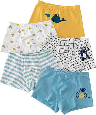 Toddler Boxer Briefs Cotton Boys Underwear Kids Underpants Size 3-12Years (Pack of 5) in Saudi Arabia