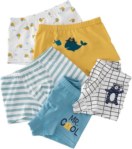 Toddler Boxer Briefs Cotton Boys Underwear Kids Underpants Size 3-12Years (Pack of 5) in Saudi Arabia