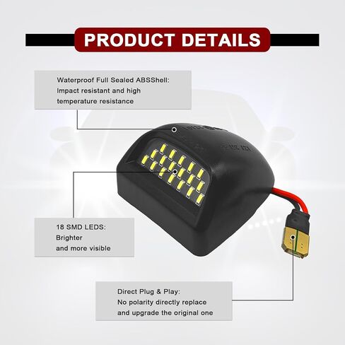 قطعتان من ضوء لوحة الترخيص LED - متوافق مع سيارة Chevy Silverado GMC Sierra 1500 2500 3500 Suburban Tahoe Yukon XL Cadillac Escalade EXT، مجموعة مصابيح لوحة ترخيص LED كاملة in Saudi Arabia