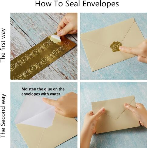 50 Pieces Shiny Envelopes with Gold Stickers for Wedding Invitation Cards, Graduation, Baby Shower, Greeting Cards (Cream Color, A7, 5x7) in Saudi Arabia
