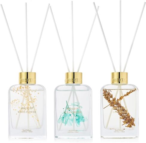 Reed Diffuser Set for Bathroom Air Fresheners,Lavender/Ocean Breeze/White Flower Oil Diffuser with 24 Sticks, 4.06 ozx3 Home Fragrance Reed Diffuser for Bathroom & Shelf Decor in Saudi Arabia