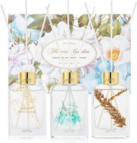 Reed Diffuser Set for Bathroom Air Fresheners,Lavender/Ocean Breeze/White Flower Oil Diffuser with 24 Sticks, 4.06 ozx3 Home Fragrance Reed Diffuser for Bathroom & Shelf Decor in Saudi Arabia