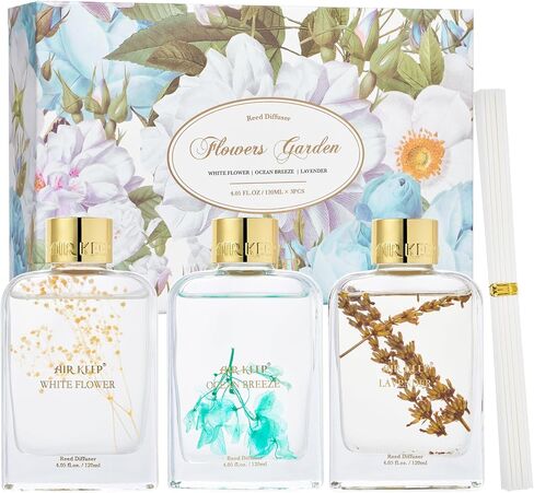 Reed Diffuser Set for Bathroom Air Fresheners,Lavender/Ocean Breeze/White Flower Oil Diffuser with 24 Sticks, 4.06 ozx3 Home Fragrance Reed Diffuser for Bathroom & Shelf Decor in Saudi Arabia
