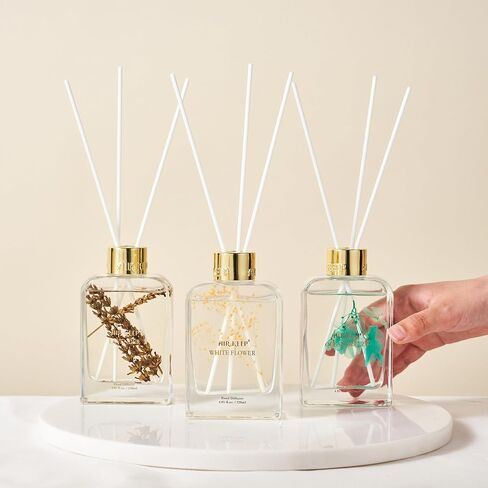 Reed Diffuser Set for Bathroom Air Fresheners,Lavender/Ocean Breeze/White Flower Oil Diffuser with 24 Sticks, 4.06 ozx3 Home Fragrance Reed Diffuser for Bathroom & Shelf Decor in Saudi Arabia