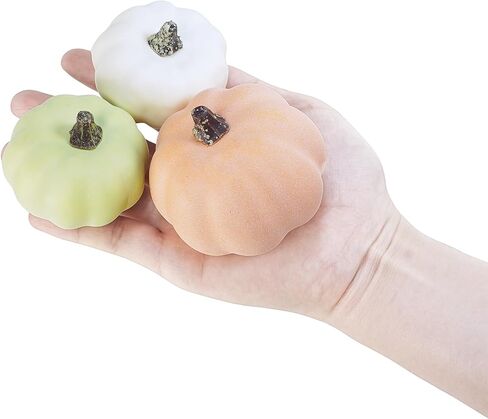 Winlyn 24 Pcs Assorted Mini Artificial Baby Boo Pumpkins Orange Green White Small Rustic Decorative Pumpkins Foam Pumpkins for Fall Home Bowl Fillers Thanksgiving Halloween Mantel Table Centerpiece in Saudi Arabia