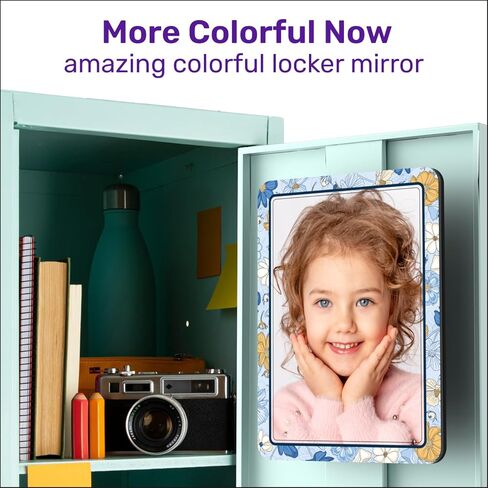 مرآة خزانة مغناطيسية للمدرسة والمكتب، مع مرآة مغناطيسية قوية للخزانة، ملحقات خزانة فريدة وموثوقة، مرآة خزانة مغناطيسية بتصميم ملون، عبوة واحدة in Kuwait