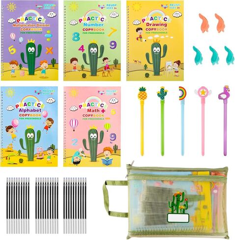 Large Handwriting Practice Kit, Reusable Copybooks for Kids, Children's Writing Practice Books, Groove Calligraphy Workbooks, Handwriting Activity Book For Preschoolers, Kindergartens(Full Set) in Kuwait