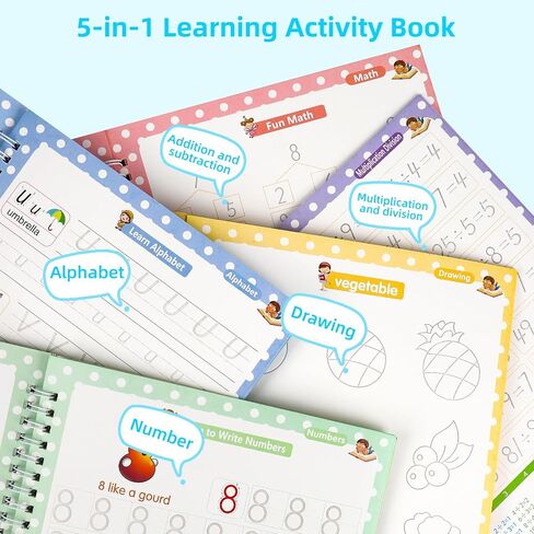 Large Handwriting Practice Kit, Reusable Copybooks for Kids, Children's Writing Practice Books, Groove Calligraphy Workbooks, Handwriting Activity Book For Preschoolers, Kindergartens(Full Set) in Kuwait