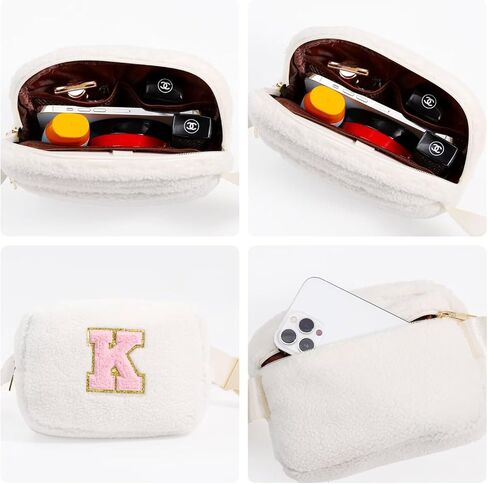 هدايا للفتيات المراهقات هدايا عيد ميلاد - هدايا شخصية للنساء، هدايا لصديقات الابنة والأخت، حقيبة بحزام من الصوف، حقيبة كروس أولية باللون الوردي A in Kuwait