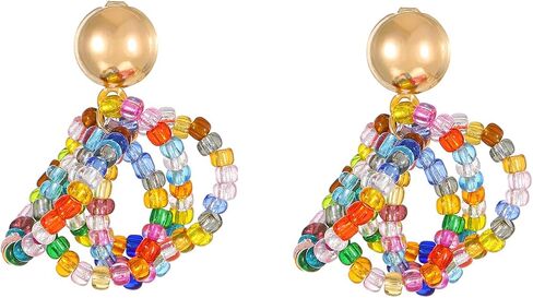 Boho Colorful Beaded Earrings for Women Teen Girls,Vintage Mixed Color Multi-Layer Beaded Dangle Earrings,Charming Daily Jewelry Gift in Saudi Arabia
