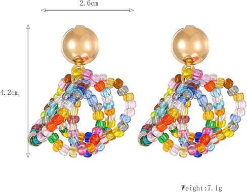 Boho Colorful Beaded Earrings for Women Teen Girls,Vintage Mixed Color Multi-Layer Beaded Dangle Earrings,Charming Daily Jewelry Gift in Saudi Arabia