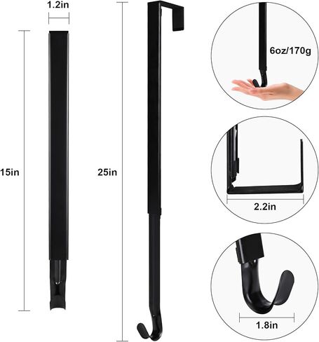 Wreath Hanger, 15" to 25" Adjustable Wreath Hangers for Front Door, Indoor or Outdoor Over The Door Wreath Hook Hanger for Easter Spring Halloween Xmas Garland Decorations, 20lb Load Bearing in Saudi Arabia