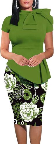 TOPONSKY Ruched Women Peplum Tea Party Bow Maternity Formal Church Dress in Kuwait