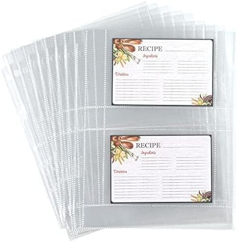 Samsill 8.5 x 11 Inch Recipe Card Page Protectors, 25 Count - 2 Pocket Side Loading Sheets for 3 Ring Binders, 4 x 6 Pocket Sleeves in Saudi Arabia