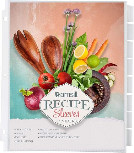 Samsill 8.5 x 11 Inch Recipe Card Page Protectors, 25 Count - 2 Pocket Side Loading Sheets for 3 Ring Binders, 4 x 6 Pocket Sleeves in Saudi Arabia
