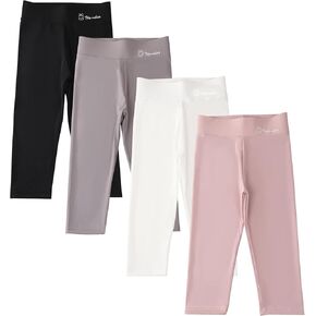 4 Pack Girls Capri Leggings Yoga Pants for Girls 3/4 Summer Pants Girls Casual Rabbit Embroidery Leggings